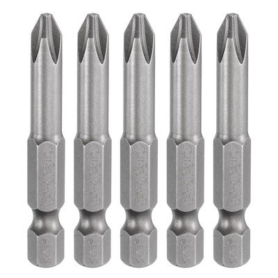 HARFINGTON 5pcs #2 Phillips Screwdriver Bit PH2 1/4'' x 50mm x 6mm, Gray 