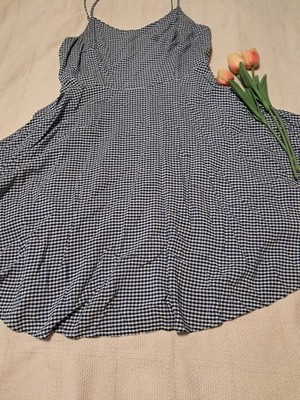 Old Navy Blue & White Gingham Midi Dress With  & Adjustable Straps.Sz M. 