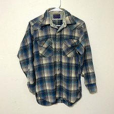 VTG Pendleton Men  s Wool Flannel Plaid High Grade Western Wear Pearl Snap Shirt