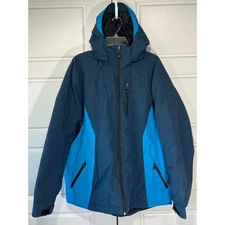 Polar Edge Mens L Blue Teal Ski Snowboard Winter Jacket Hooded Waterproof