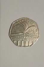 Public Library 50p Coin 1850-2000 Good Condition Circulated