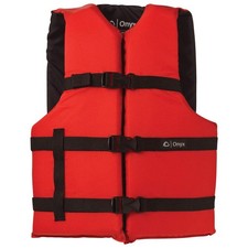 ONYX 103000-100-004-12 Life Jacket,Adult,UNIV,15.5lb,Foam,Red 794JZ7