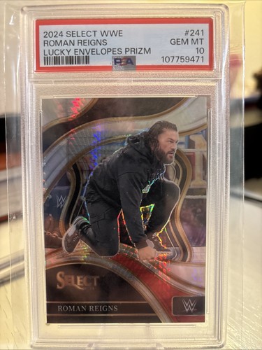 2024 Panini Select WWE Roman Reigns 241 Ringside Luck Env prizm 7/8 PSA 10 POP 1