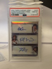 2022 Topps Chrome Sonic Triple Autographs Alonso Goldschmidt Freeman 01/20