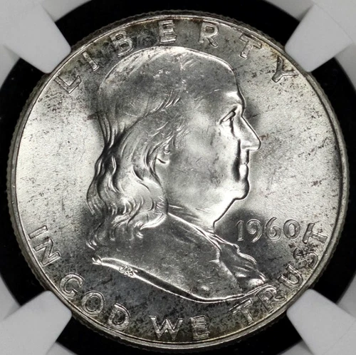 1960 FRANKLIN HALF DOLLAR NGC MS 64 FULLY STRUCK, BUT A COUPLE TINY TICS ON THE