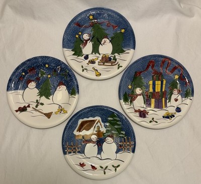 Make the Season Bright Button Up Collection Salad Plates 8  Set of 4 VINTAGE