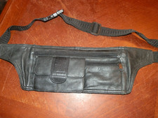 Handcrafted Vintage Leather Fanny Pack Waist Travel Money Belt Bag Black Unisex