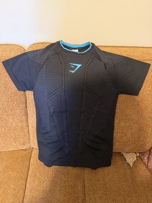 Gymshark Onyx V1 T-Shirt - Black/Onyx Grey/Brand Blue - Medium   