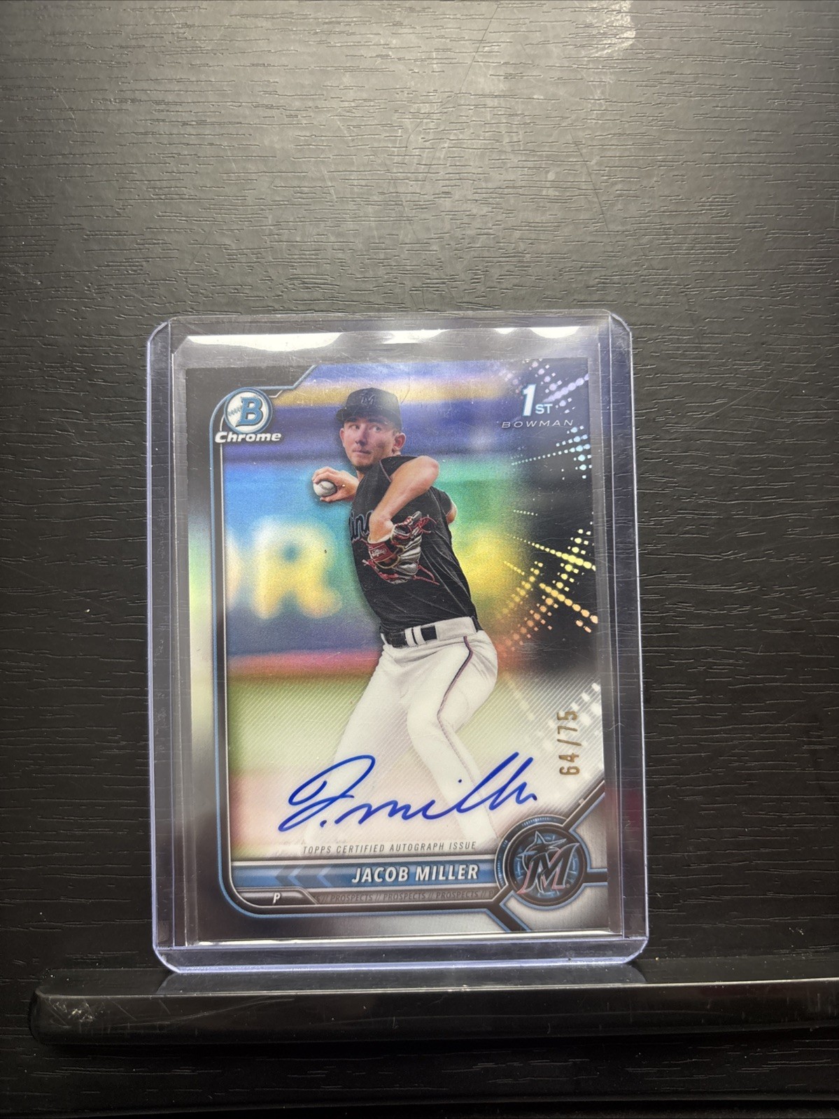 2022 Bowman Chrome 1st Black Refractor Jacob Miller Rookie Auto # /75 CDA-JMR