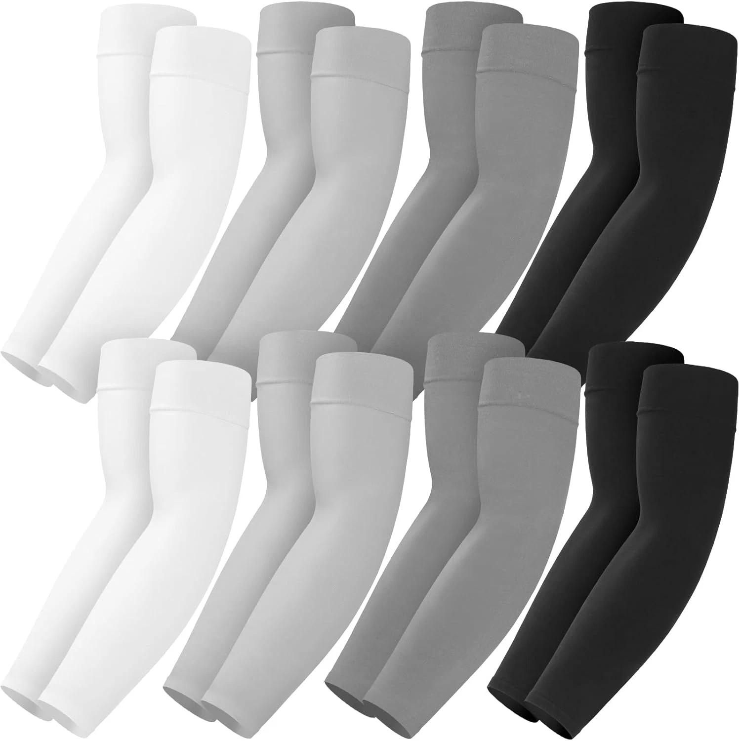 8 Pairs Soft Arm Sleeves, UV Sun Protection Cooling Compression Arm