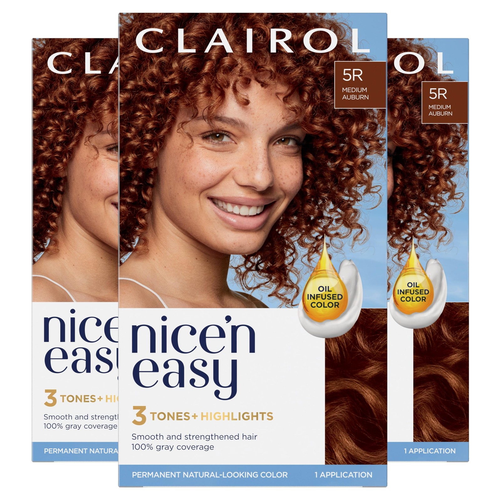 Clairol Nice'n Easy Permanent Hair Dye, 5R Medium Auburn Hai