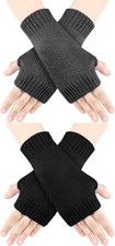 2 Pair Fingerless Gloves Wrist Soft Knitted Flexible Typing Driving Gloves for W