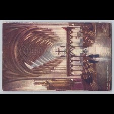 Postcard Tewkesbury Abbey Nave Interior England Architecture