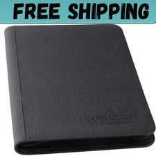 9-Pocket Zip Card Binder   540 Double-Sided PU Album for MTG, TCG, Sports Black