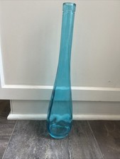 MCM Glass Turquoise Blue Vase 17 Inches High