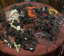 Big Lot Of Assorted Audio/Phone/Other Cables, Connectors And Electrical Cords