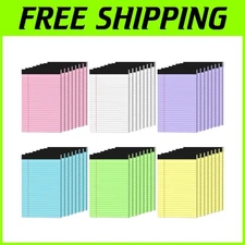 Perforated Lined Writing Pads 5x8, 48 Pack Colored Notepads