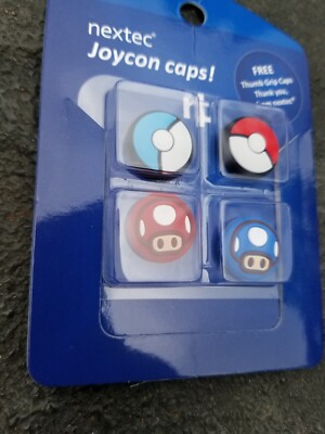 Nintendo switch thumb grip caps pokeball & mushroom Mario