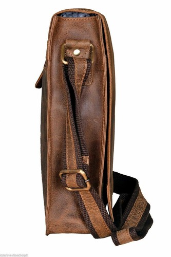 Mens Buffalo Leather Briefcase Vintage Messenger Shoulder Laptop Bag Brown Sale - Picture 2 of 6