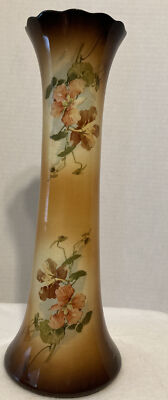 Antique Warwick Poppy Design With Scalloped Top Edges Ceramic Vase 15 