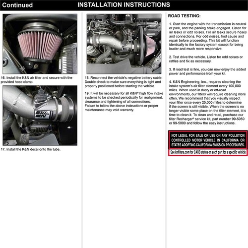 Entrada de aire frío Ram corta K&N 69-1508TC Performance para Acura TLX 2021-2025 2,0 L - Imagen 13 de 24