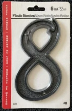 6-INCH PLASTIC HOUSE NUMBER - #8 - HILLMAN GROUP INC - 844048 (152MM) W SCREWS