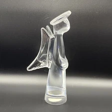 Crystal Angel Figurine Clear 25% Lead 9" Tall Solid Wings Japan