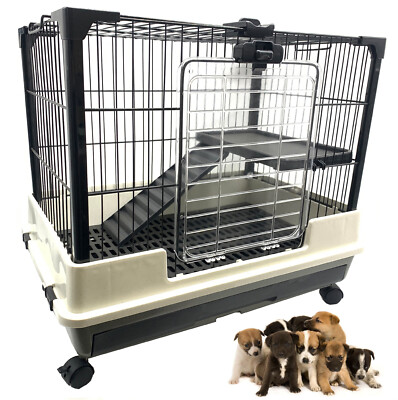 2-Tier Indoor Puppy Kitten Cat Guinea Pig Rabbit Bunny Rolling Cage Hutch House