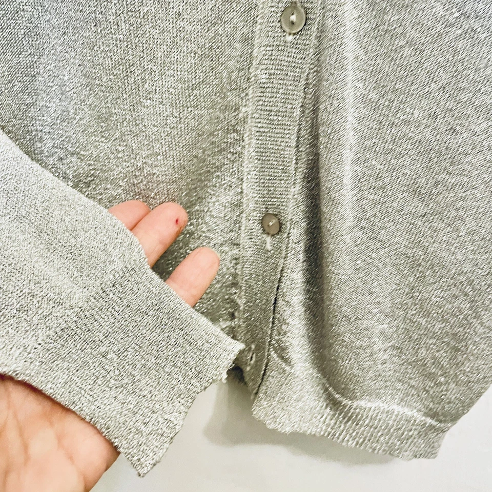 Cárdigan vintage Bellino plateado lúrex brillo UK12 EU42 US10 Foto 3 de 4