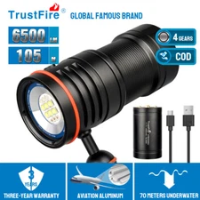 Trustfire DF50 6500lm Scuba Cave Diving LED Lights Video Camera Lamp 70M Depth 