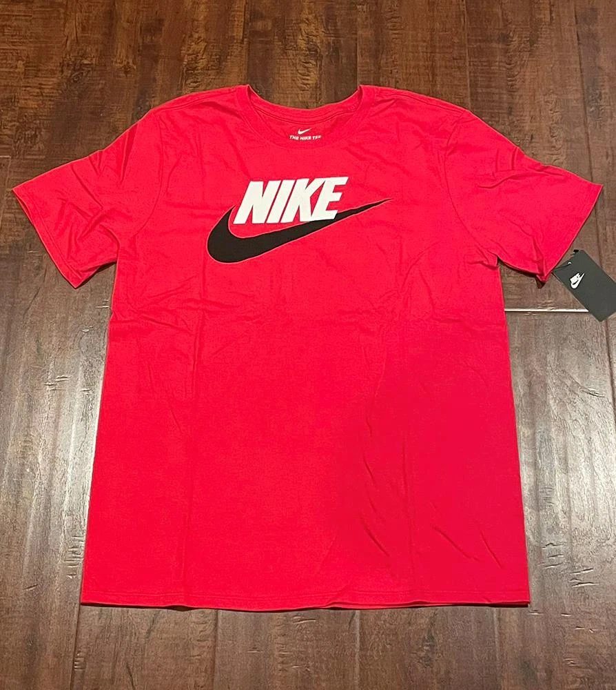 New Men Nike Crew Neck Tee T shirt Top Short Sleeve Logo Front Red