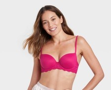 Auden T Shirt Bra Womens 32C Daydream Light Lift Lace Demi Rose PInk A1038