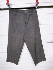 Talbots Womens Irish Linen Blend Ankle Pants Sz 14 Gray Black High Rise Pockets