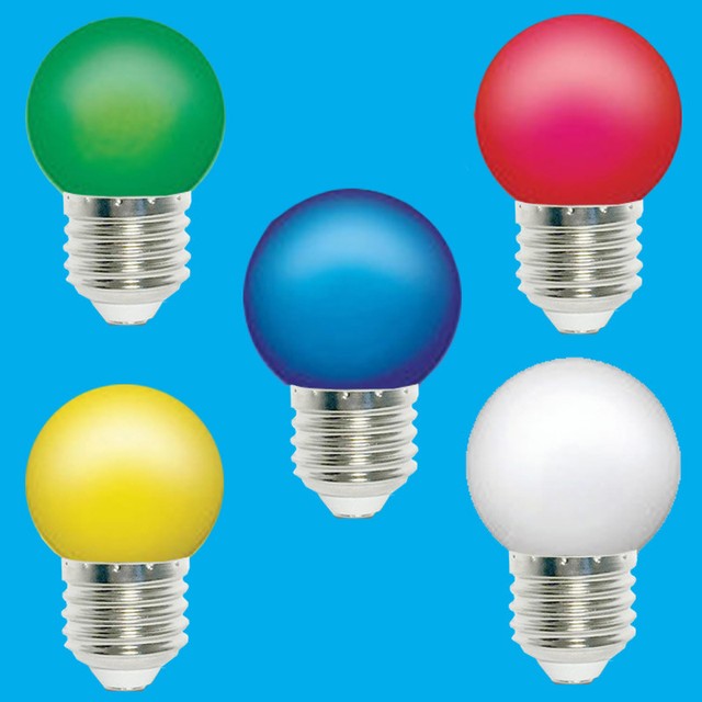20x Assorted 5 Pack 0.5W Coloured E27 LED Light Bulbs Golf Ball ES