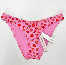 AQUA Printed Bikini Bottom Swimwear Beach Shells in Pink Size Large NEW