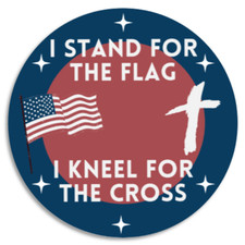 I Stand For The Flag I Kneel For The Cross Sticker Decal Christian Patriotic