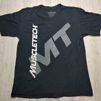 MuscleTech Vapor Whey Men's Black Graphic T-Shirt Gym Fitness Workout Tee Large