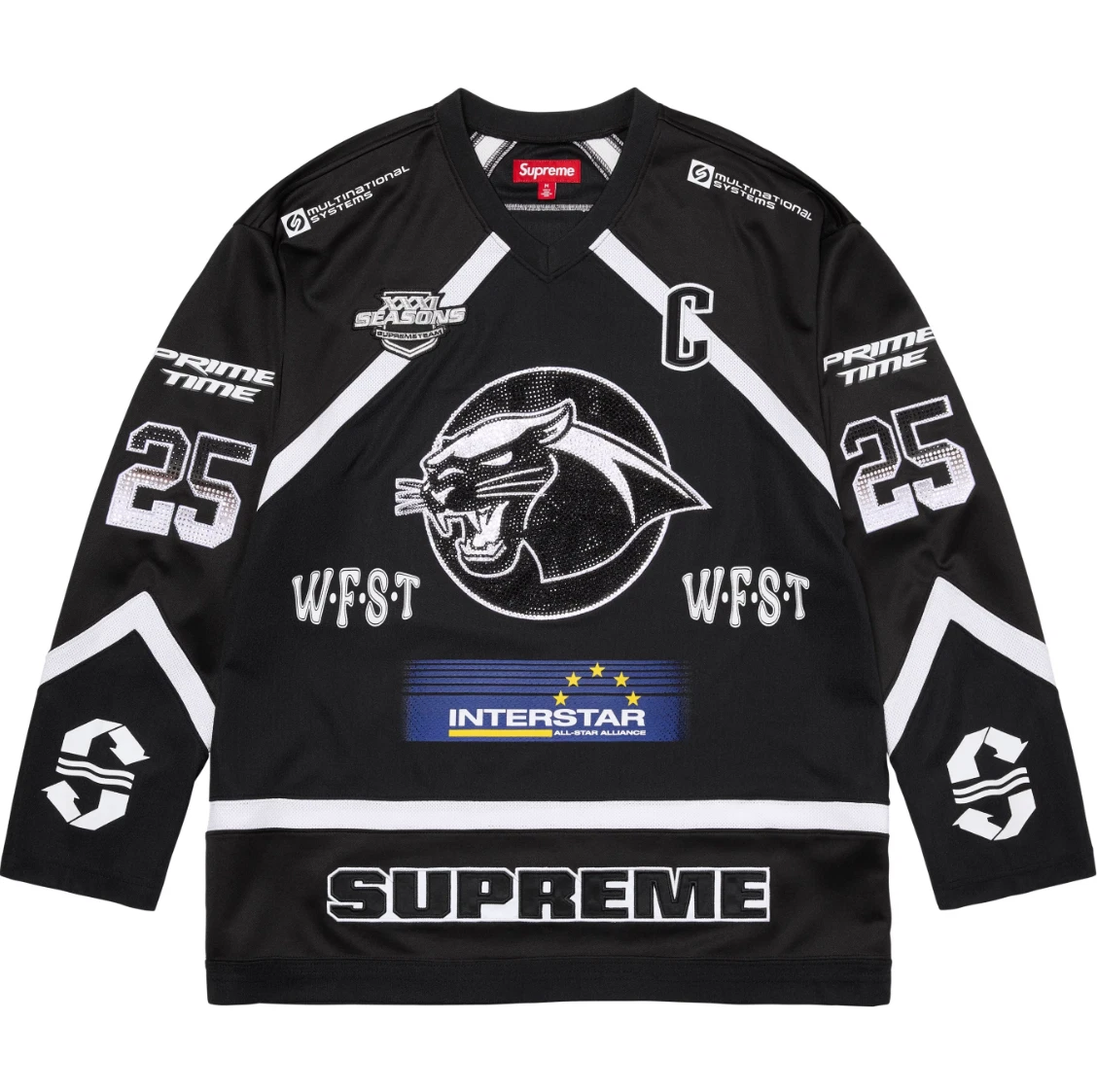 Maillot de hockey Supreme strass noir SS25 taille S XL