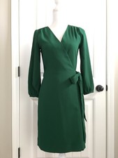 New J Crew Wrap Dress in 365 Crepe Green Sz 00 H6292