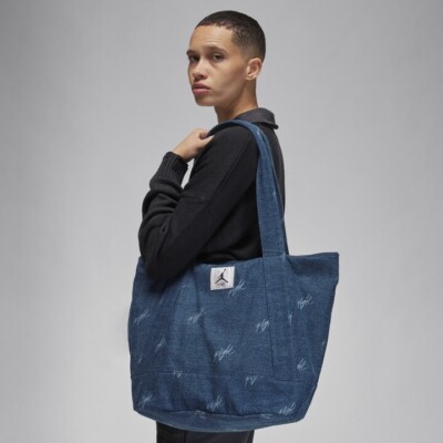 Jordan デニムトートバッグ Nike Air Jordan Jump Flight Blue Denim Tote Travel Shopping Bag