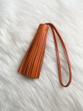 Tassel Real Leather Keychain Bag Charm Handmade New Gift Orange
