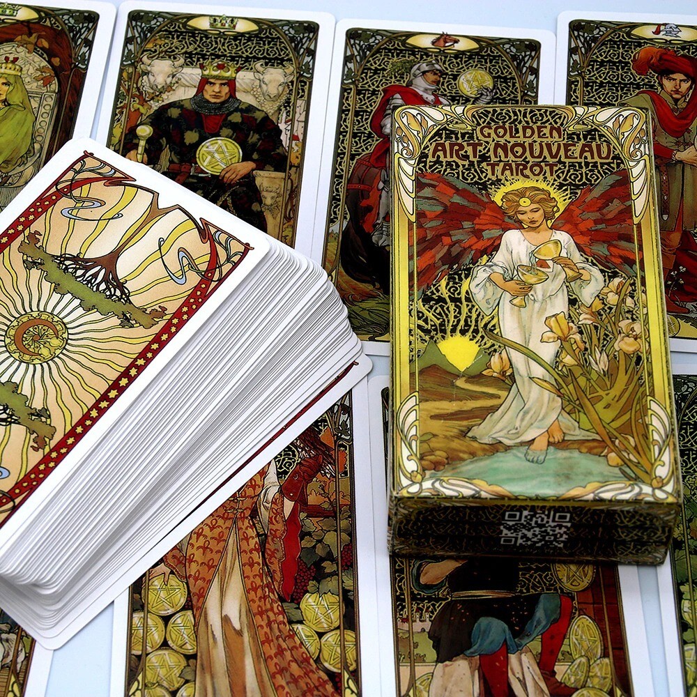 Golden Art Nouveau Tarot Deck 78 Cards Oracle Divination