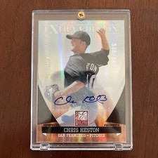 CHRIS HESTON 2011 DONRUSS ELITE COA AUTOGRAPHED SIGNED AUTO BASEBALL CARD 155 