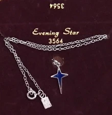 Evening Star Vintage Emmons Signed Necklace Enamel pendant Silver New Card G69