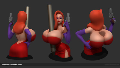 3DPrinted Artist Proof Extra Busty Jessica Pen/Bleistift/Pinselhalter Kunst