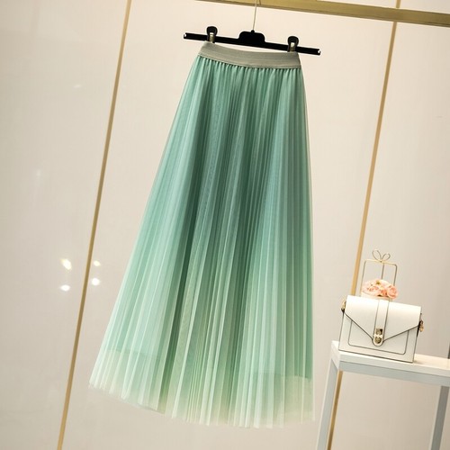 Women Pleated Maxi Skirt Sheer Dress Tulle Tutu High Elastic Waist A-line - Picture 20 of 20