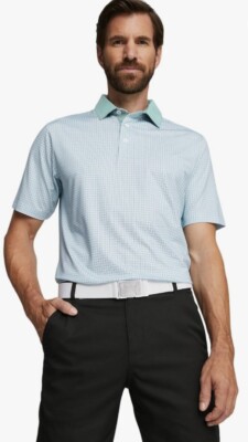 Size L- PUMA Men's MATTR Circular UPF 40 Golf Polo, Pacific Green/Cay.