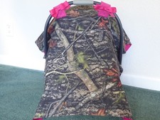  TRUE TIMBER Camo w/Bows in Pink Handmade Baby Infant Car Seat Canopy