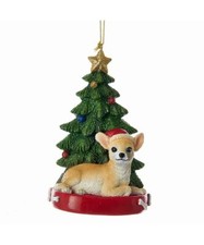 Kurt Adler 4.25 Inch Chihuahua With Tree Christmas Ornament