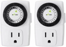 BN-LINK Indoor 24-Hour Mechanical Outlet Timer Daily use, 2 Pack, 3 Prong